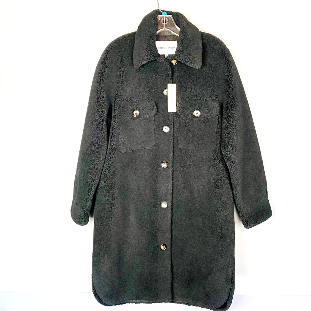 Rebecca Minkoff Black Teddy Bear Coat Chest Pockets